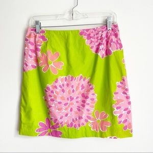 Vintage White Tag Lilly Pulitzer Miniskirt in Pink and Green Hydrangea P…